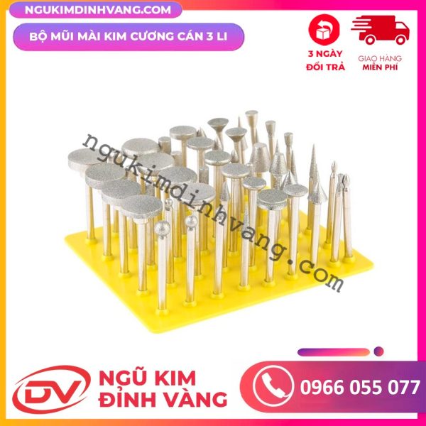 Bộ Mũi Mài Kim Cương Cán 3 Li