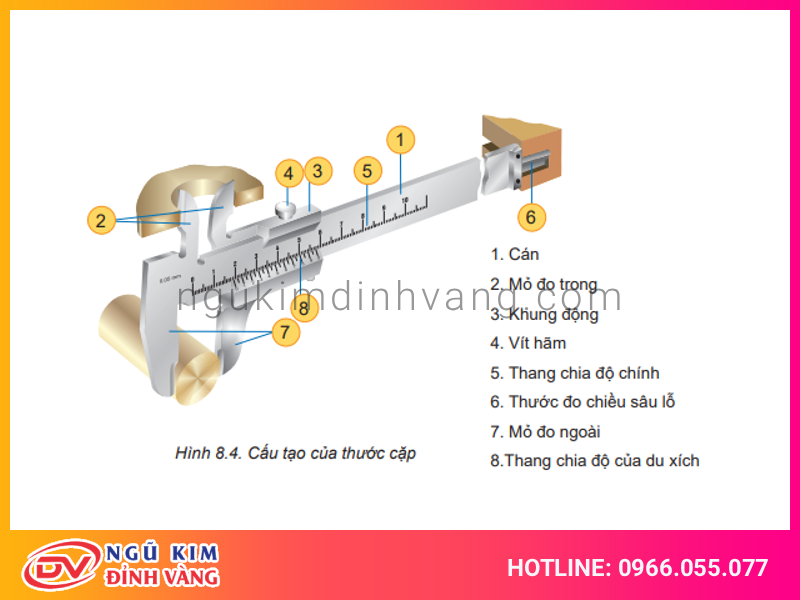 Cấu tạo thước cặp cơ khí