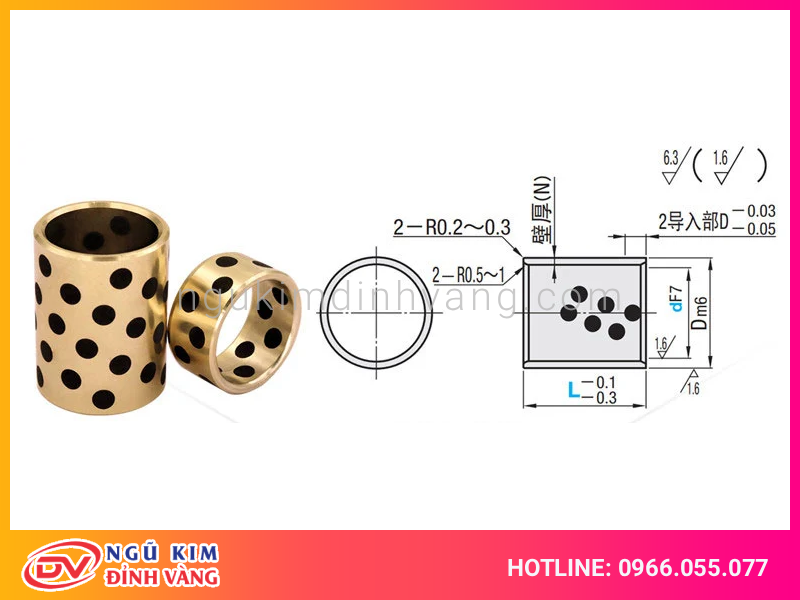Cấu tạo bạc đồng tự bôi trơn D40