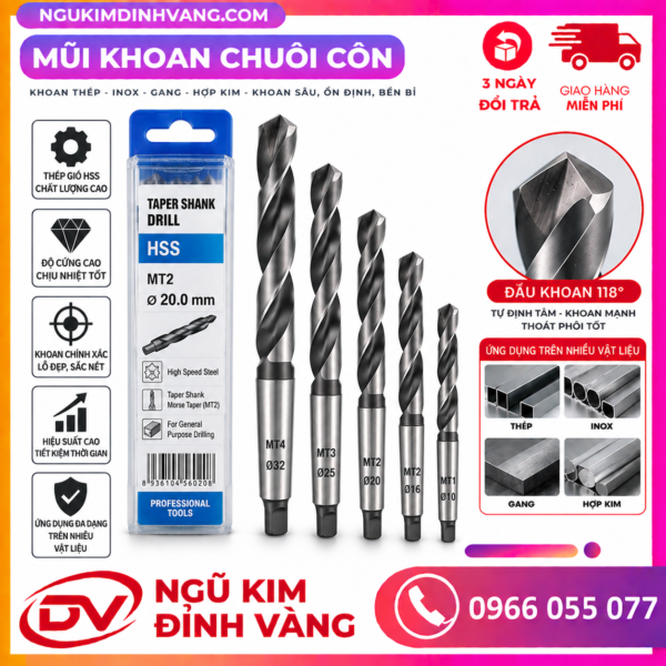 Mô tả ảnh chi tiết và chân thực chứa từ khóa Mũi Khoan Chuôi Côn