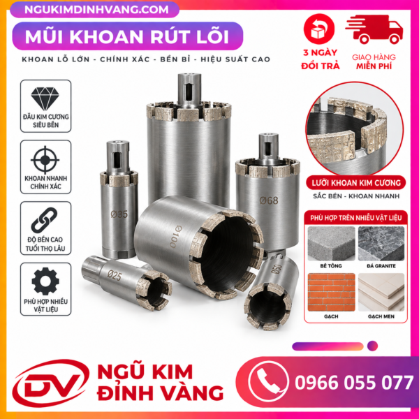 Cấu tạo chi tiết của sản phẩm Mũi Khoan Rút Lõi